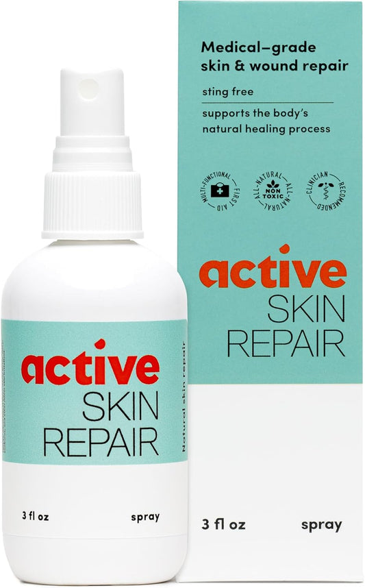 Active Skin Repair First Aid Healing Skin Spray - Natural & Non-Toxic with Hypochlorus Acid for Minor Cuts, Wounds, Scrapes, Rashes, Sunburns, & More, 3 oz