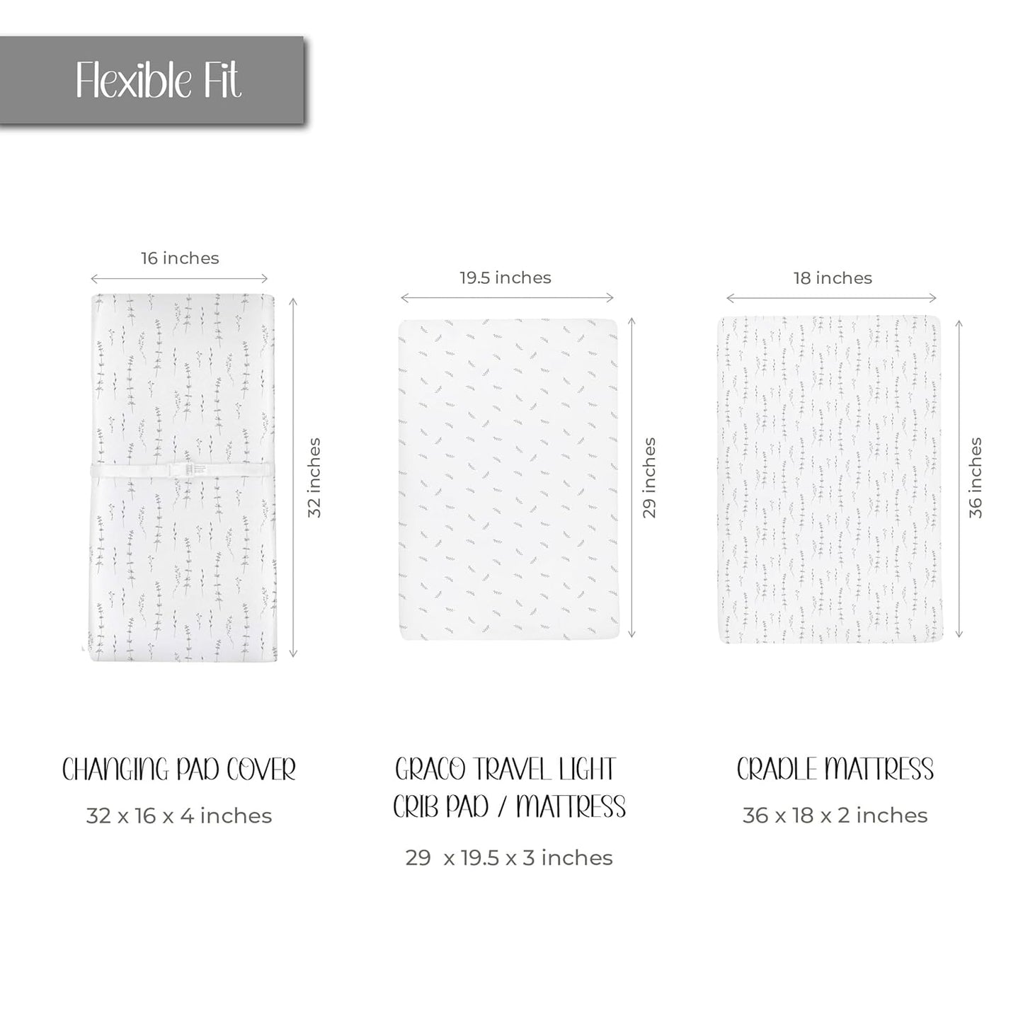 Ely’s & Co. Changing Pad Cover, Diaper Changing Table Sheets, 2 Pack, Cradle Sheet Set for Baby Boys/Girls, 100% Jersey Knit Cotton, Forest Grey Collection, 32”x16”x5”