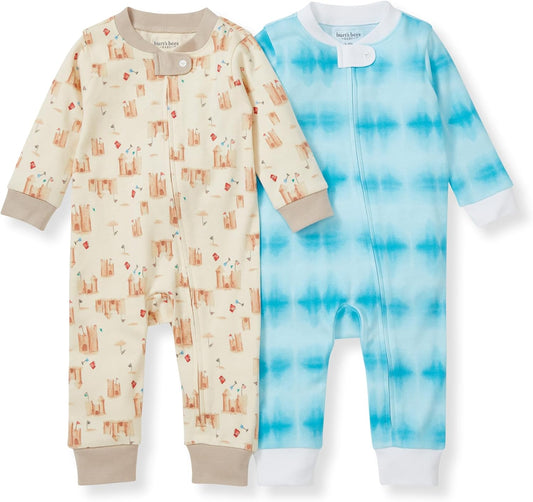Burt's Bees Baby baby-boys Sleep and Play Pjs, 100% Organic Cotton One-piece Zip Front Footless Romper Jumpsuit Pajamas
