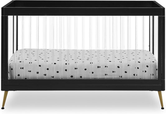 Delta Children Sloane 4-in-1 Acrylic Convertible Crib - Greenguard Gold Certified, Black/Bronze