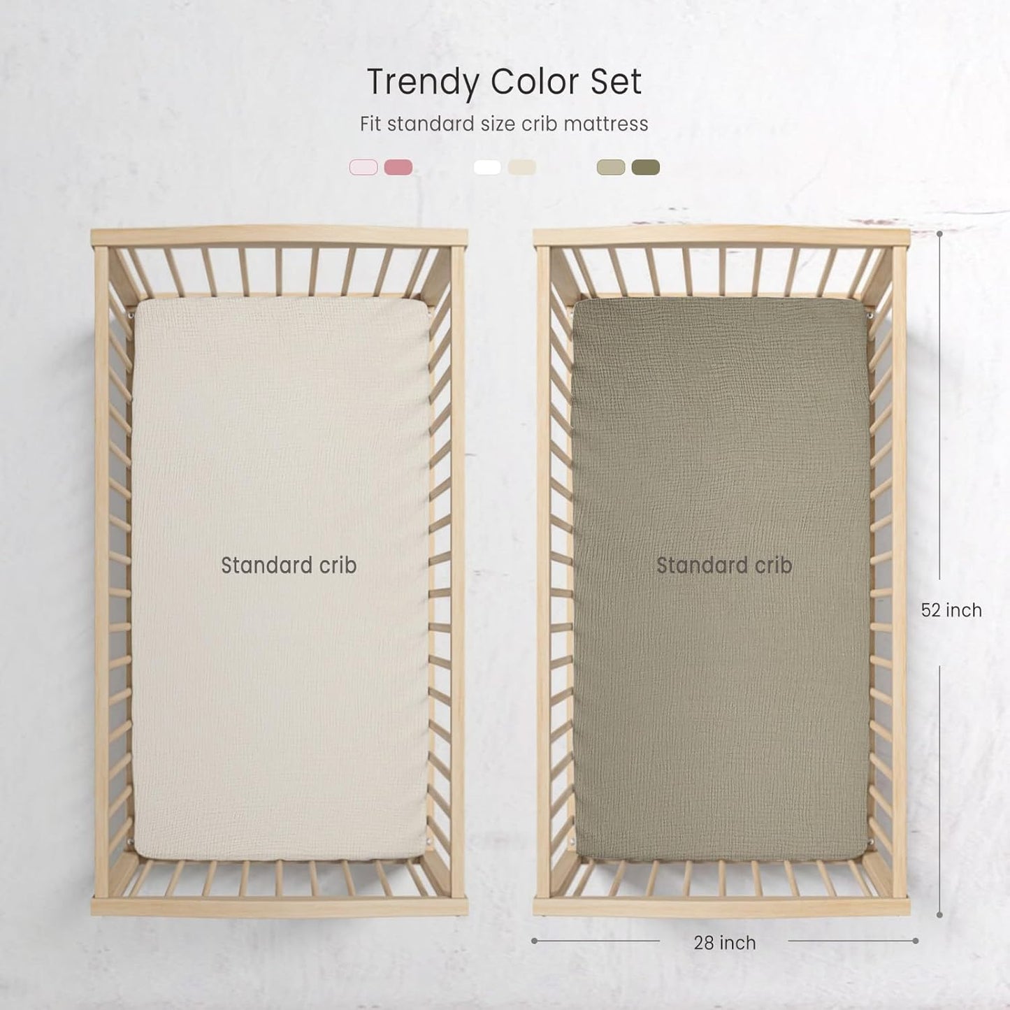 lulumoon Baby Muslin Crib Sheets - Toddler Cotton Fitted Crib Sheets Neutral for Boys and Girls 2Pack