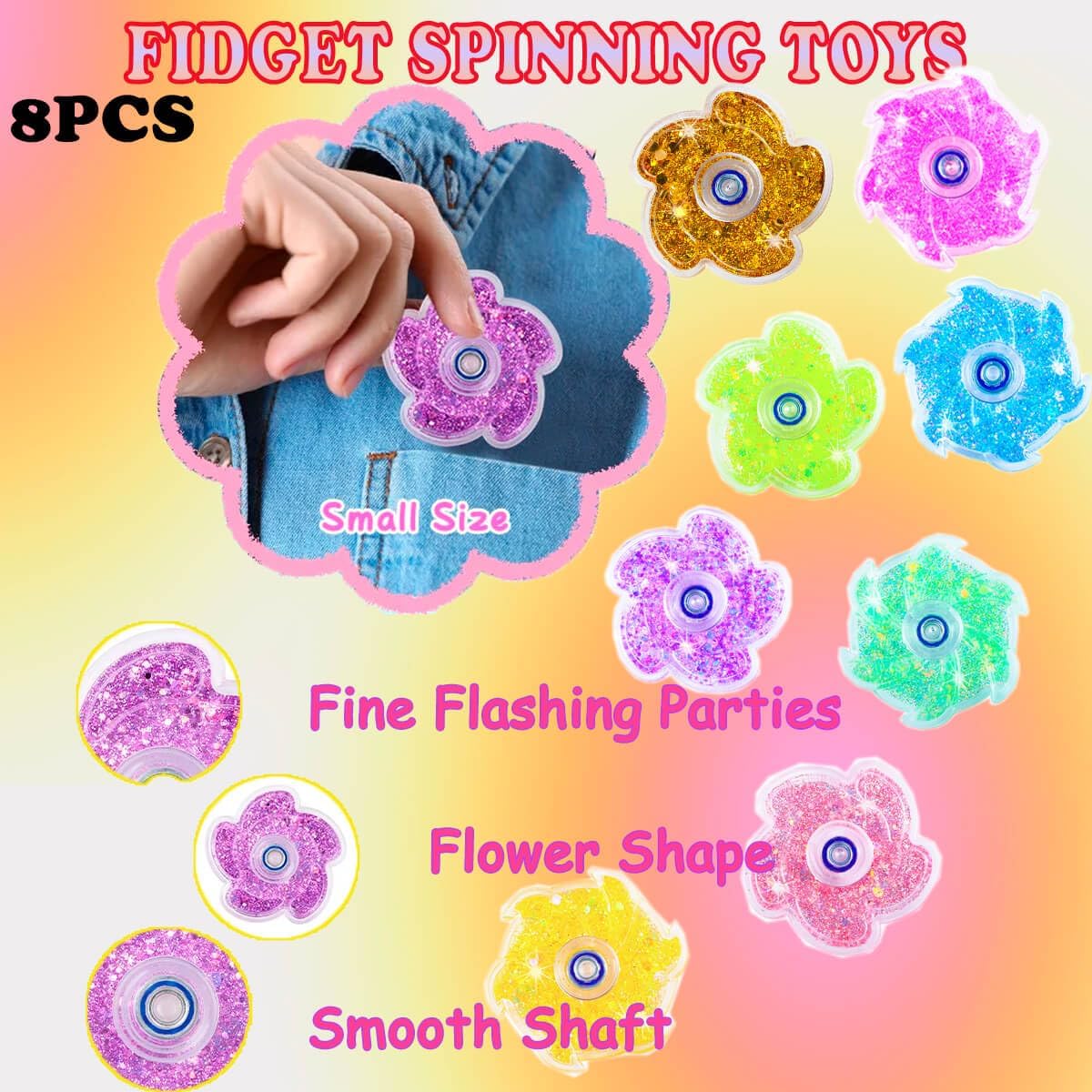 Fidget Spinners 8 Pcs for Kids and Adults Stress Relief Sensory Toys for Boys and Girls Fingertip Gyros for ADHD Autism for Kids Gifts (Fidget Toy 8pcs)