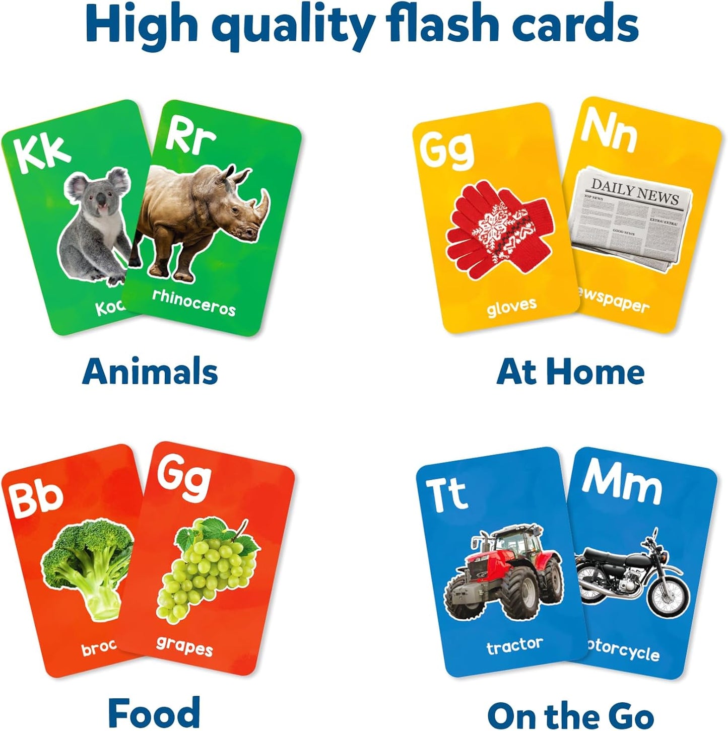 Skillmatics Thick Flash Cards for Toddlers - Letters & First 100 Words, Montessori Toys & Games, Gifts, Preschool Learning for Kids 1, 2, 3, 4 Years