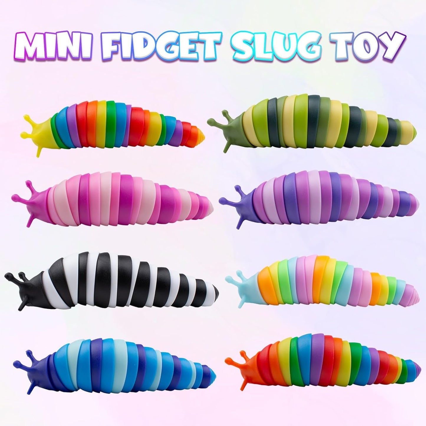 Cevioce 8 PCS Fidget Toys Slug for Adults Anxiety Sensory Toys for Party Favors Toddler Fidget Toys Age 3-4 ADHD Autism Toys for Anxiety Stress Christmas Stocking Stuffers Gifts for Boys Girls