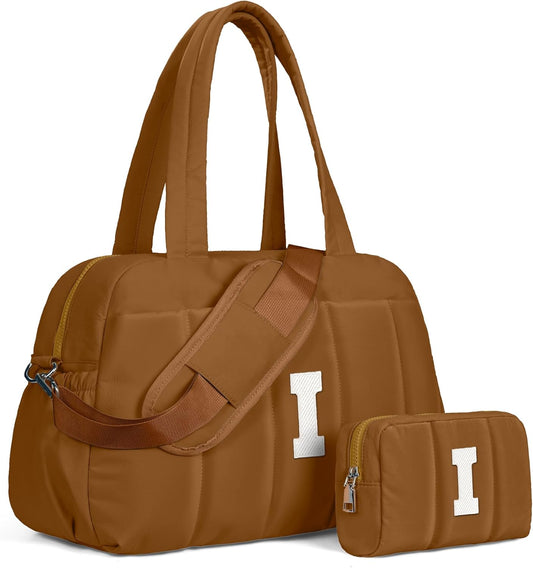 College Girl Gift-Duffle Bag with Letter, Carry On Bags for Women，Overnight Bag with Wet Pocket，Lightweight Travel Bags Personalized Gym Tote with Makeup Pouch