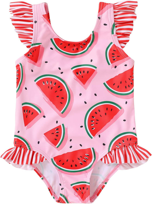 Tiny Cutey Toddler Girl Swimsuit Ruffled Stripe Sleeveless Swimwear One-Piece Baby Girl Bathing Suits
