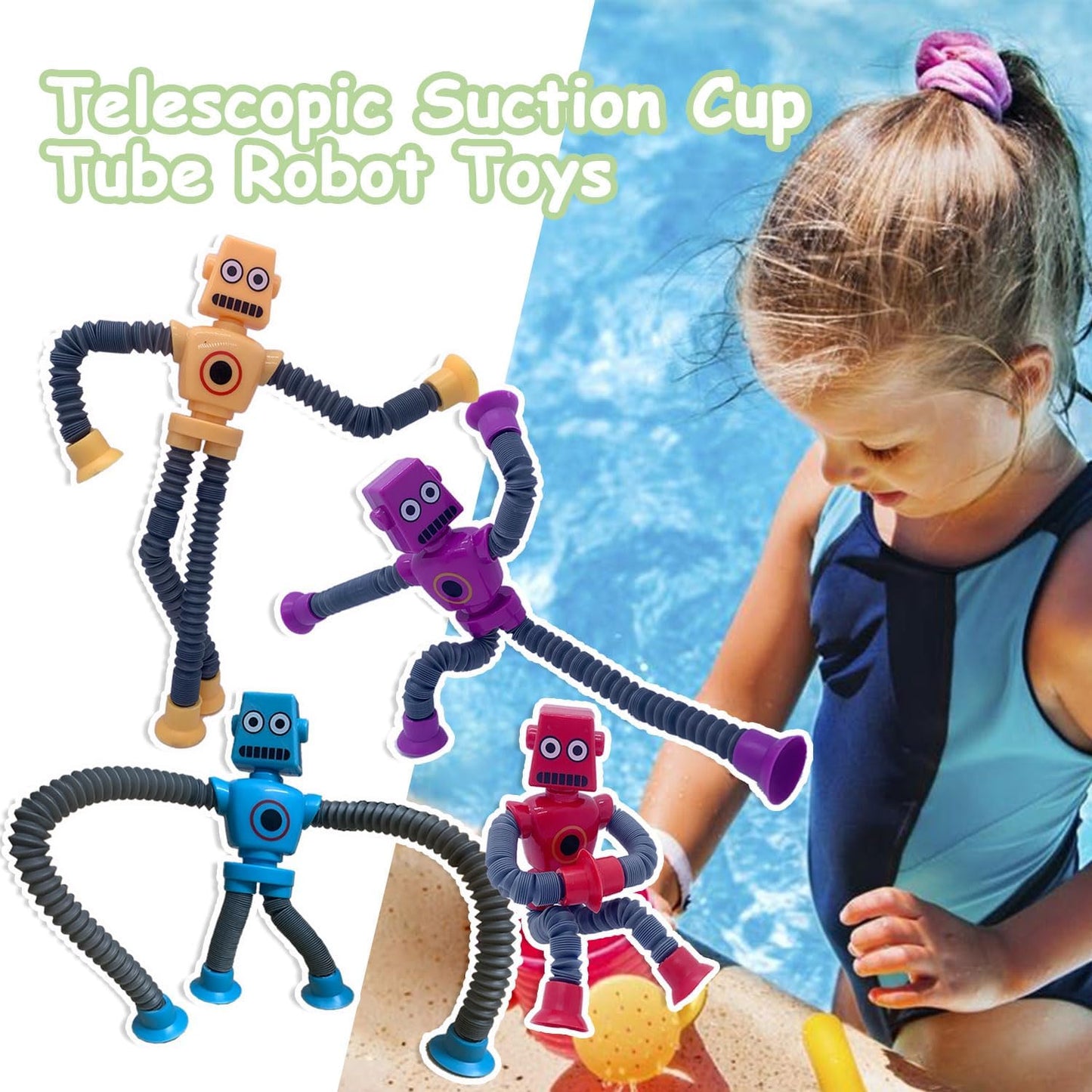 Pop Tubes Robot Fidget Toys 12 Packs Telescopic Suction Cup Stretchy Robots Toys Autism Sensory Shape Changing Toys for Toddlers Kids Party Favors Summer Toys Boys Girls (12 Packs)