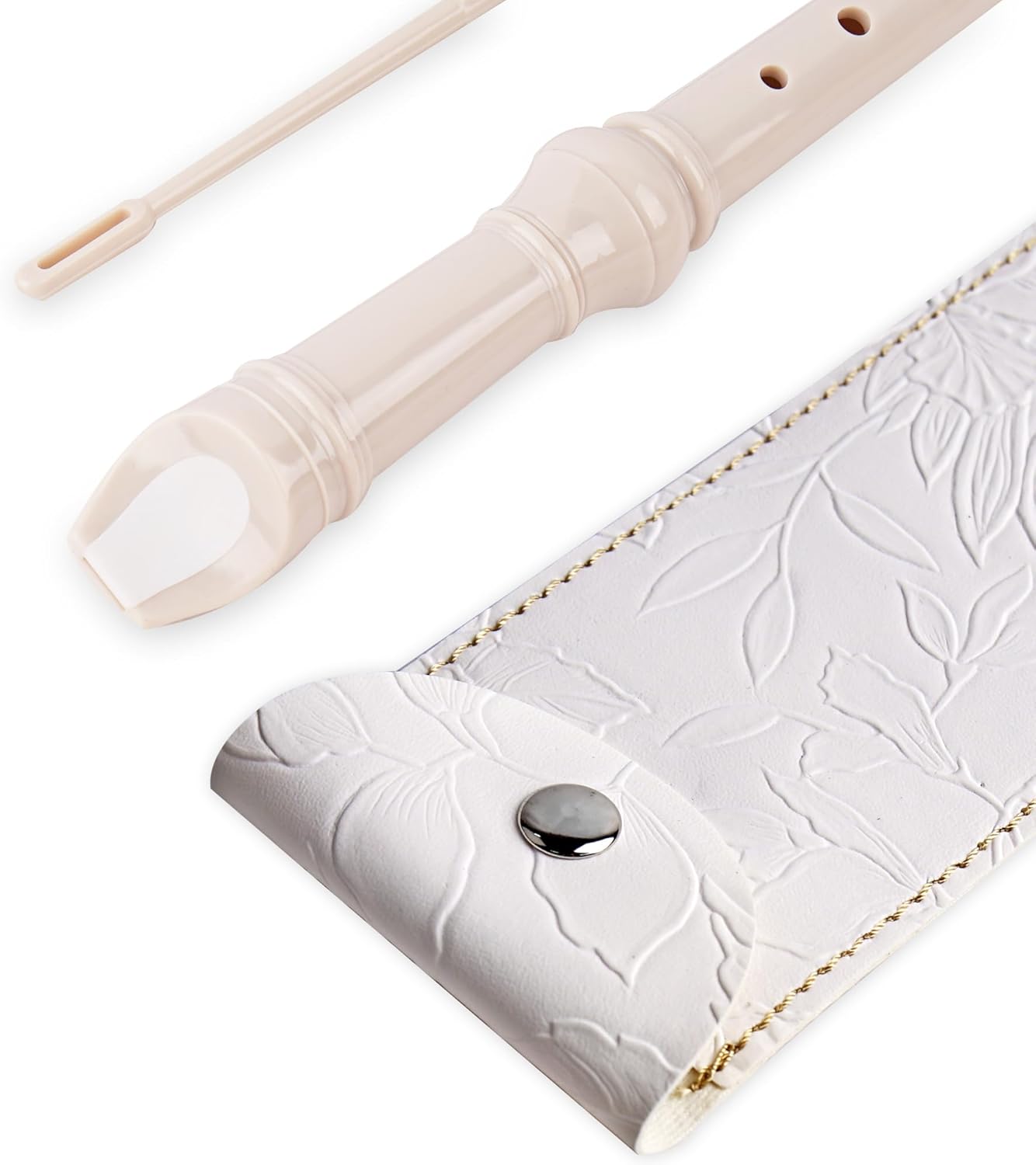 Recorder Instrument for Beginner Kids Adults,8-Hole Soprano Descant Recorder Music Flute with with Cleaning Rod & Leather Case For School Student Home Entertainment(2-Carved White)