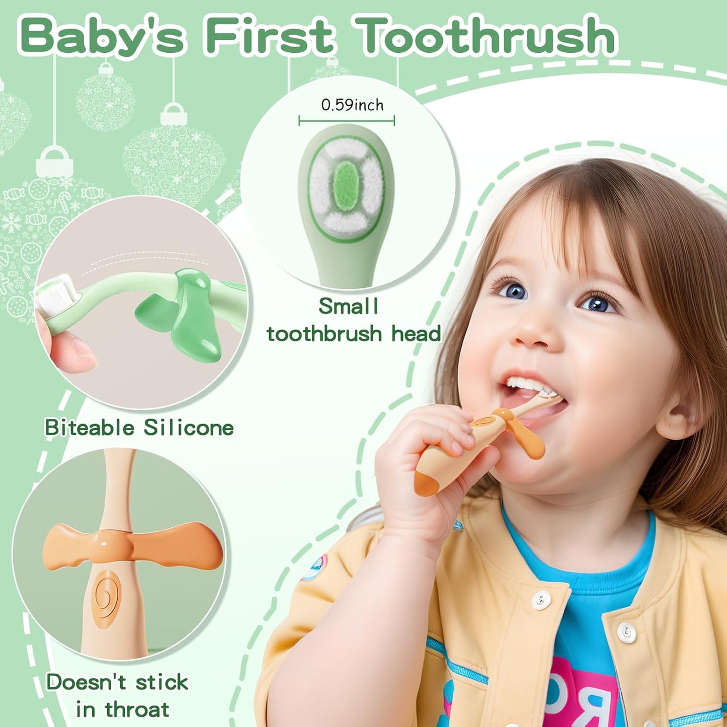 Kids Toothbrushes 2 Pack,Soft Bristle Toothbrushes for Baby 1-3 Years Old Cute Dinosaur Toothbrush for Toddlers Baby's First Training Toothbrush Anti-Strike Throat Not Easy to Shed Bristles