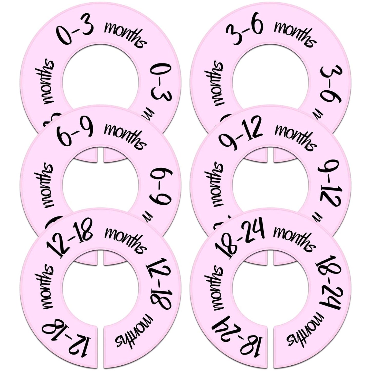 Pro Goleem Baby Closet Dividers Pink Baby Closet Organizer for Nursery Baby Clothes Size Age Dividers Fits 1.5" Rod 6 PCS