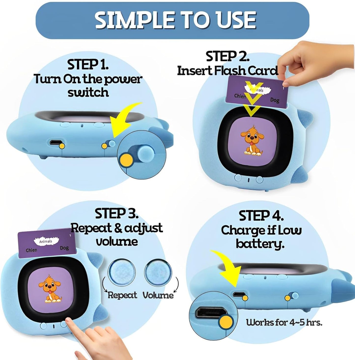 ZEENKIND French & English Talking Flash Cards with 224 Sight Words for Toddlers 2 3 4 5 6 Years Old, Learn French for Kids, Audio Pocket Speech Early Learning Bilingual Flashcard Toys, 112 Cards