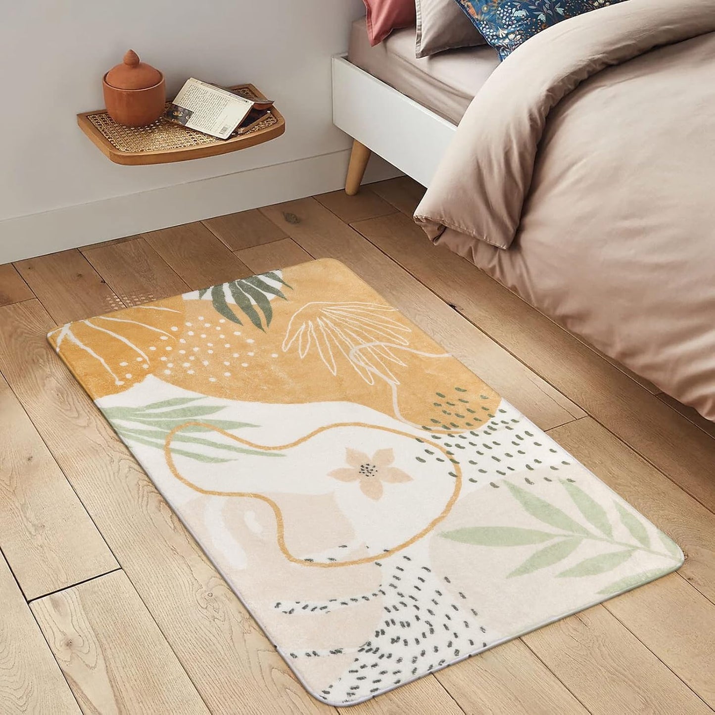 Lahome Boho Washable Kitchen Rug - 2x3 Small Non-Slip Entry Rugs for Inside House Soft Throw Area Rugs for Bedroom Botanical Print Floor Doormat Carpet for Bathroom Entryway Laundry Room Kids Room