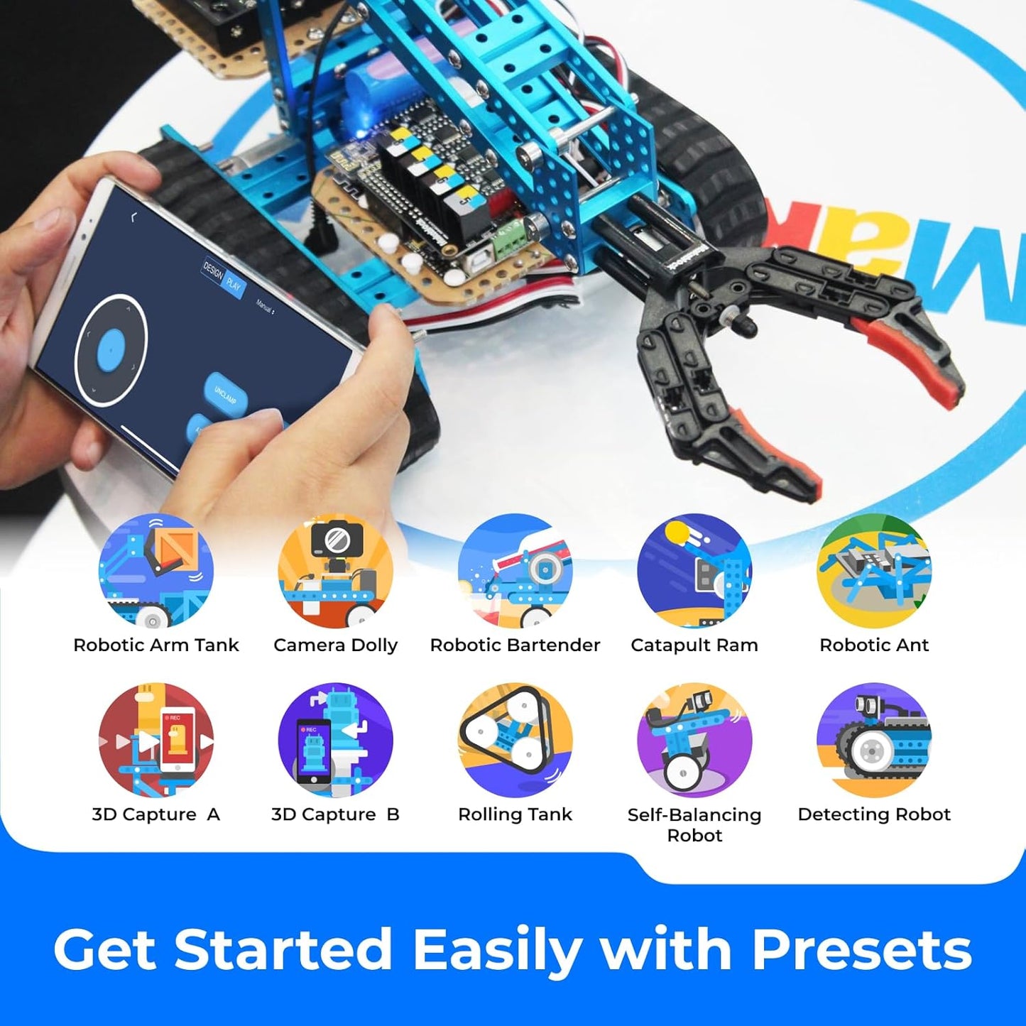 Makeblock mBot Ultimate 10 in 1 Robot Building Toys, Robotics Kit App Remote Control Robot Toys Compatible with Arduino C & Raspberry Pi, STEM Educational DIY Robotics for Kids Ages 12-16
