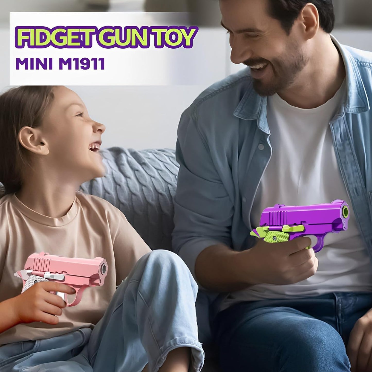 Fidget Toys for Adults, 1911 3D Printed Small Pistol Toys, Stress Relief Pistol Toys Suitable for Relieving ADHD, Anxiety, Suitable Toys for Friends Adults and Kids Best Gift