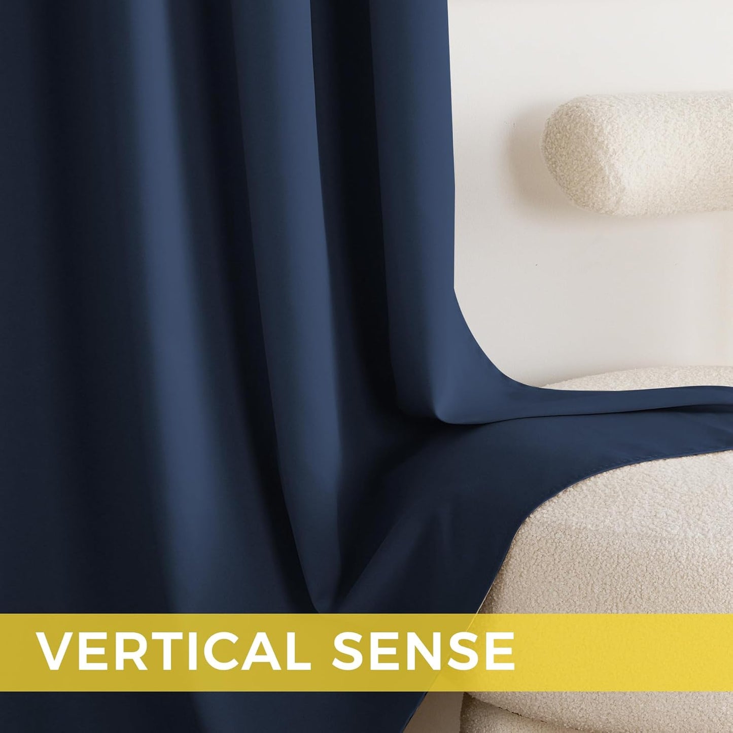 NICETOWN Navy Blue Blackout Curtains 72 inch Long, Thermal Insulated Grommet Privacy Energy Saving Shades for Bedroom, Living Room, Bathroom, Laundry, Patio, Closet, 2 Panels, W52 x L72