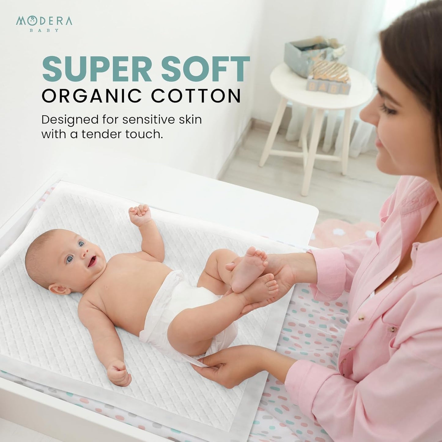 Organic Cotton Disposable Changing Pad Liners | Large 18x24 Hypoallergenic Ultra Absorbent & Waterproof Super Soft, Quilted Underpads for Baby Diaper Table & Travel, Leak Proof & Mess Free [100-Pack]