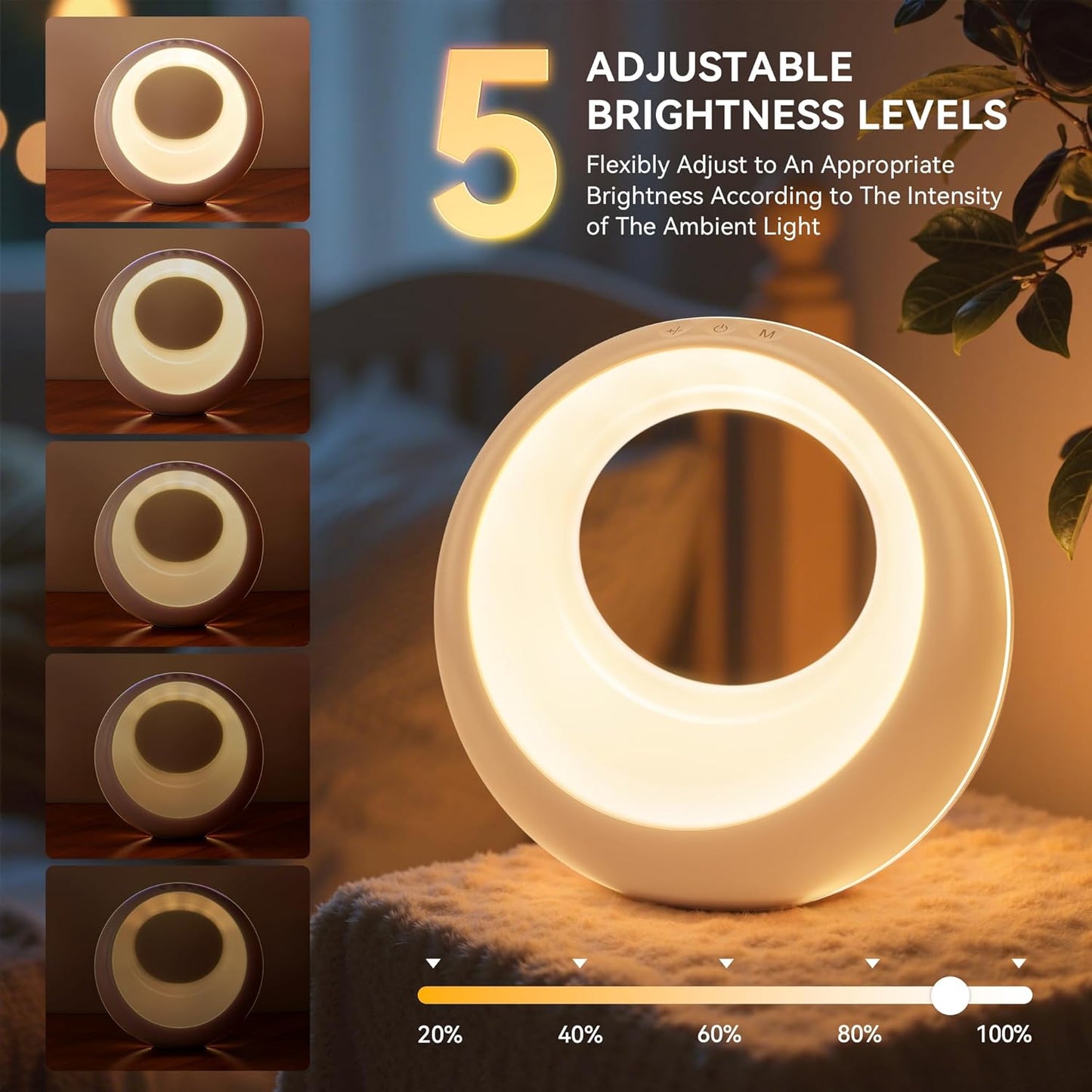 Nursery Night Light for Baby, Magic Moon Lamp for Kids and Adult 7 Lighting Colors & 9 RGB Modes, Rechargeable Bedside Table Lamp with Timing Function, Sleep Aid Nursing Lamp for Bedroom