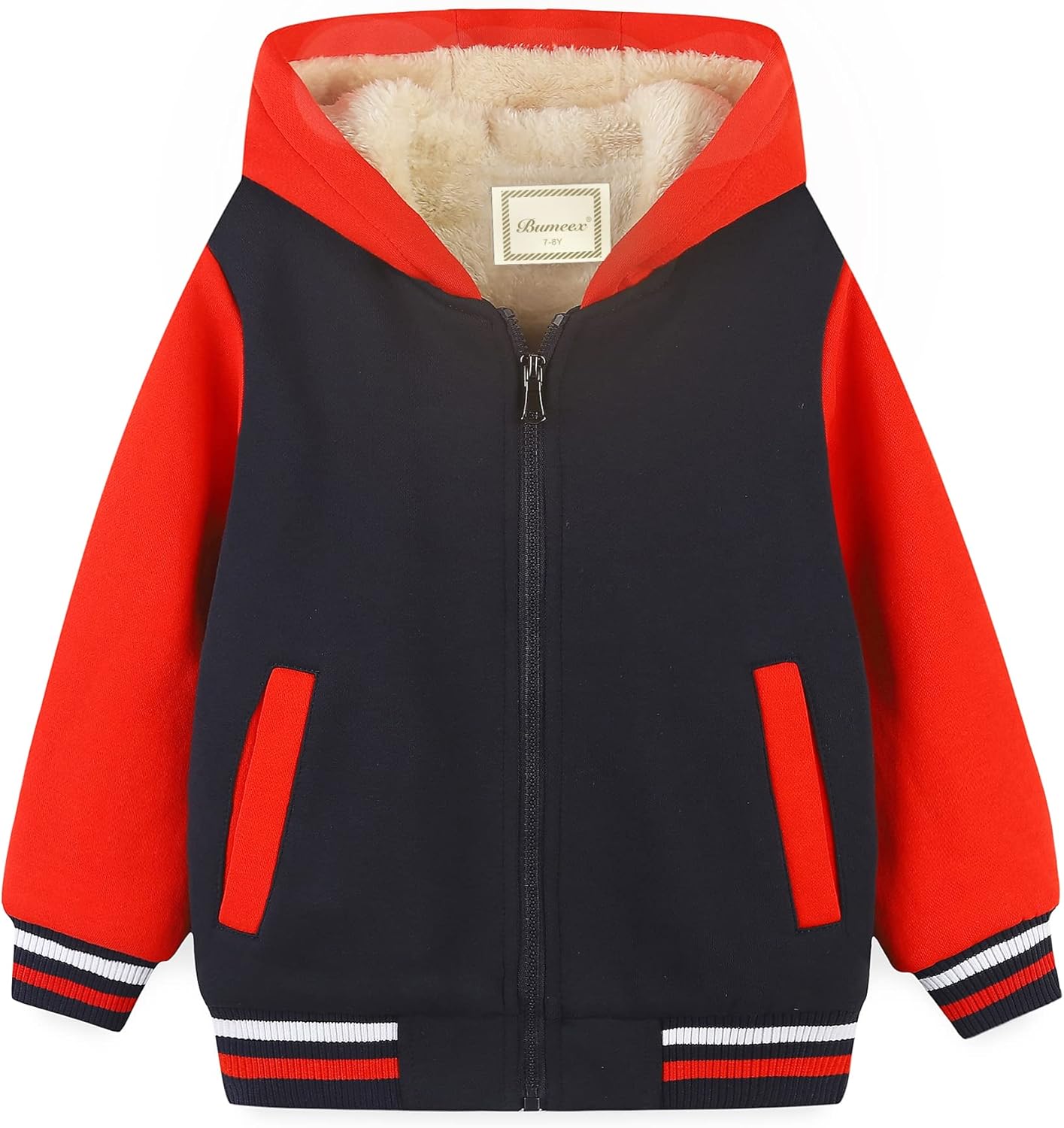 Bumeex Kids Boy's Girl's Sherpa Fleece Lined Jacket Spring Fall Winter Zip up Sweatshirt Hoodie 2-14Y(Toddler/Kid)