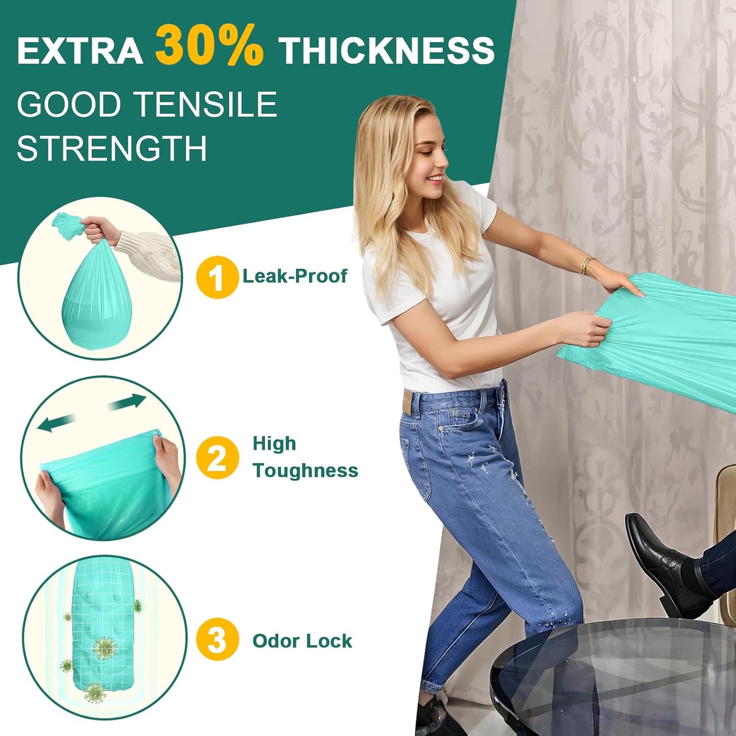 4 Pack Adult Diaper Liner Refills,Diaper Pail Refill Bags Compatible with Janibell Akord 330 slim Model Adult Diaper Disposal System Powerful Odor Resistant(Extra 30% Thickness),Plant scent