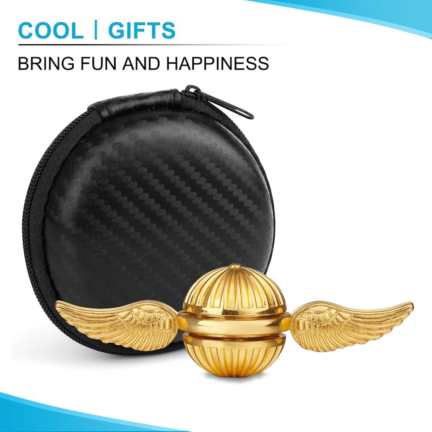 Gold Fidget Spinner Magic Orb Anxiety Toys Stress Relief Reducer Spin Fidgets Hand Bearing Tri Spinner Finger Spinners Toy Focus Fidgeting Restless Novelty Gift for Adults Kids