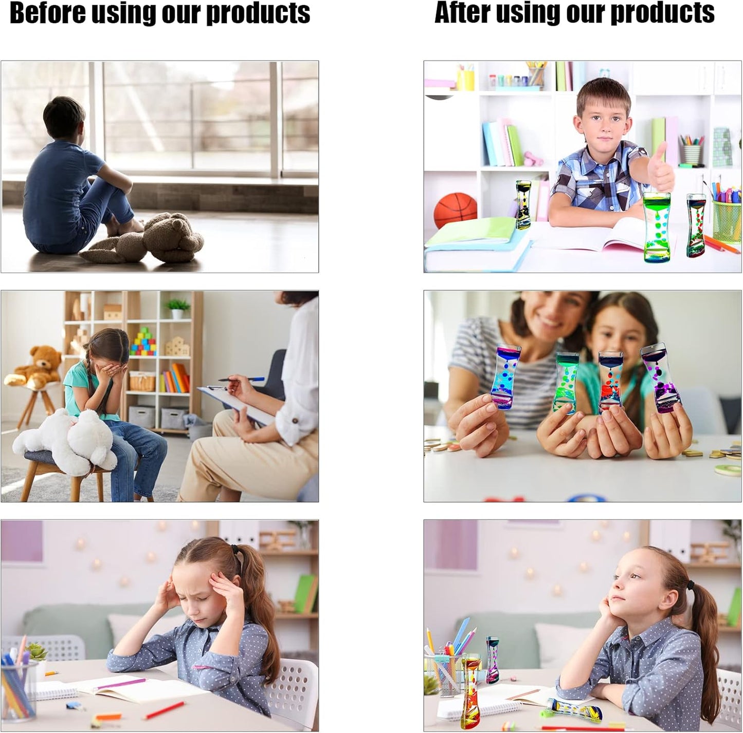 Liquid Motion Bubbler for Kids and Adults Pack of 8 Great Rainbow Series Liquid Bubbler Timer Sensory Fidget Relaxation Stress Relief and Anxiety Relief Relaxing Autism