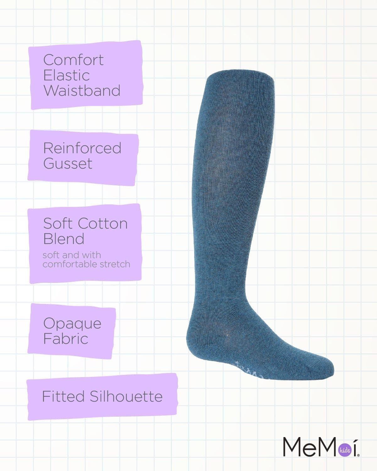 MeMoi Soft Pima Cotton Tights for Girls, Soft and Lightweight Opaque Tights for girls - Sizes 8 to 16