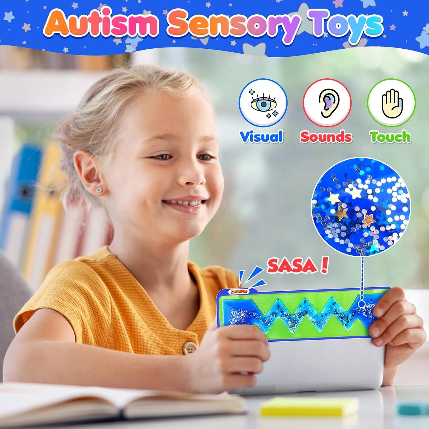 Autism Sensory Toys for Kids - 3 Pack Fidget Toy Sensory Tube Filled with Colorful Goo, Glitter, Autism Sensory Items for Kids Children Teens - Classroom Prizes, Goodie Bag Stuffers