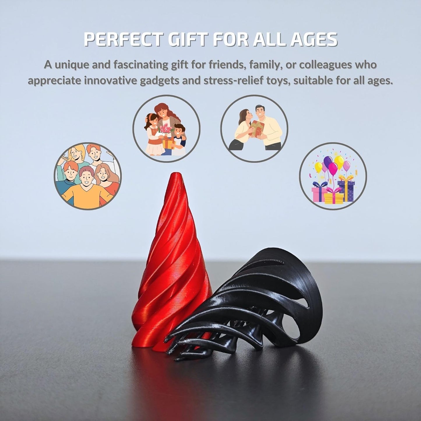 Impossible Cone - 2.5" x 1.5" Spiral Cone Fidget Toy for Stress Relief and Mind-Bending Fun