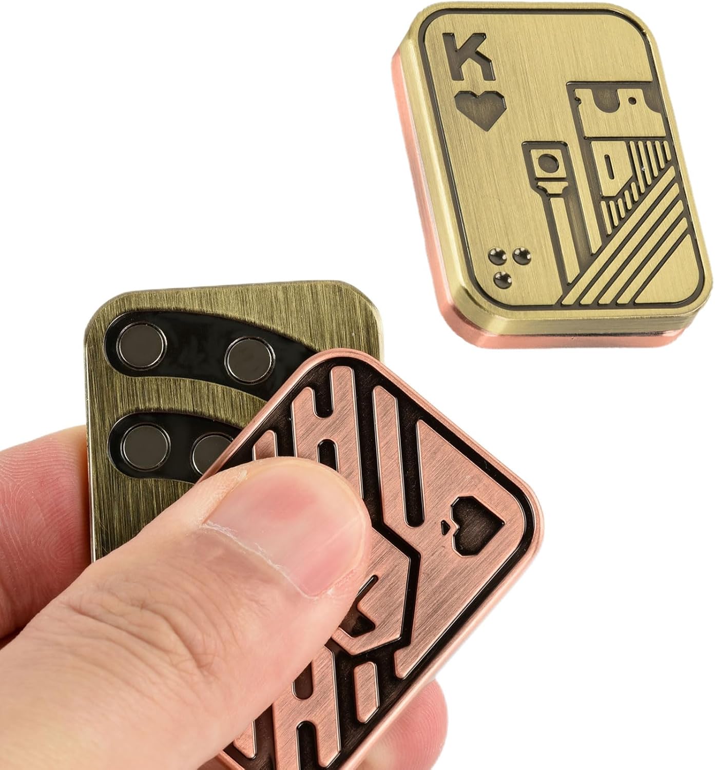 2 Pack EDC Metal Fidget Slider Toys- Stress Relief Toy Metal Slider Fidget Office Desk Toys for Adults (Poker Fidget Slider K+CP3)