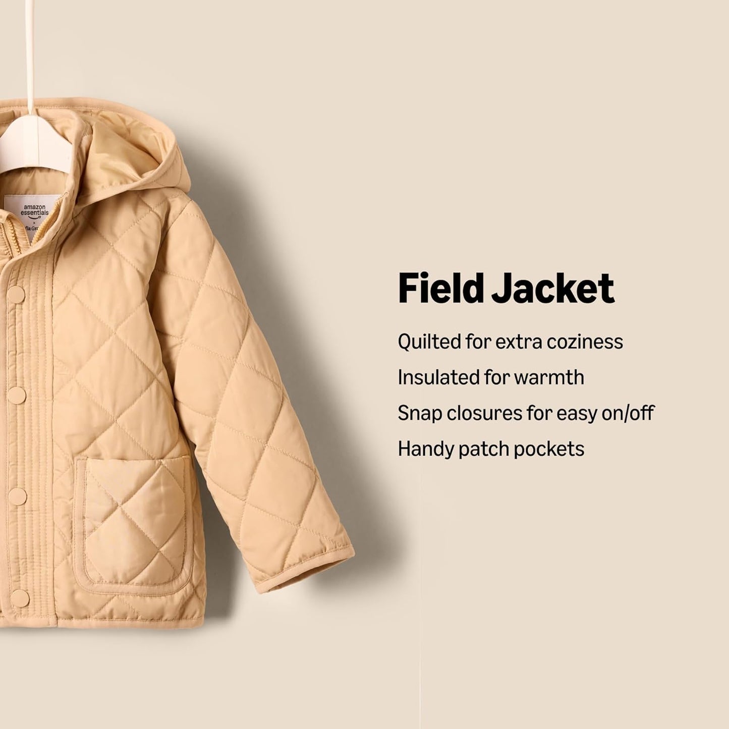 Amazon Essentials x Sofia Grainge Unisex Toddlers and Babies' Midweight Field Jacket with Hood