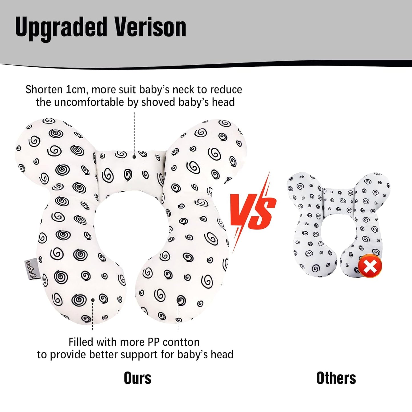 KAKIBLIN Baby Neck Pillow, Baby Head Pillow, Upgraded Travel Support Pillow for Carseat, Neck Support for Car Seat,Pushchair (Snail)