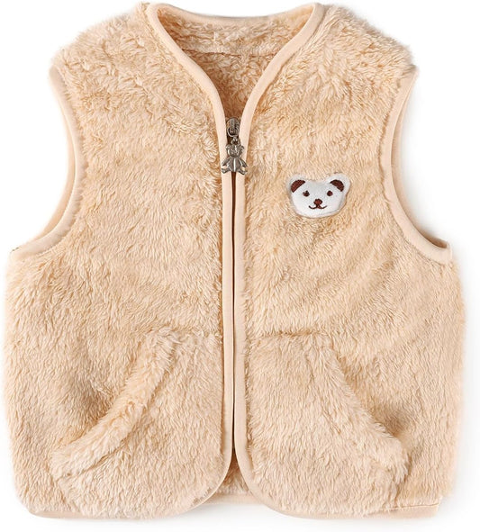 Baby Boys Girls Fleece Vest Zip Up Cute Bear Jackets Fuzzy Fall Winter Warm Clothes Newborn Outwear for Toddler Infant