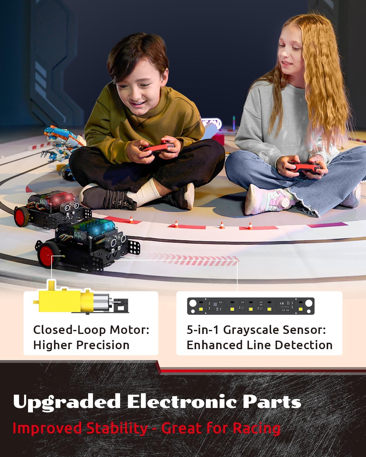 WhalesBot Rocky Smart Robot Car Coding & Remote Control Kit for Kids 8-16, Modular/Scratch/Python/C Programming, Educational Engineering Science Toy Set with Multiple Sensors and Smart Controller