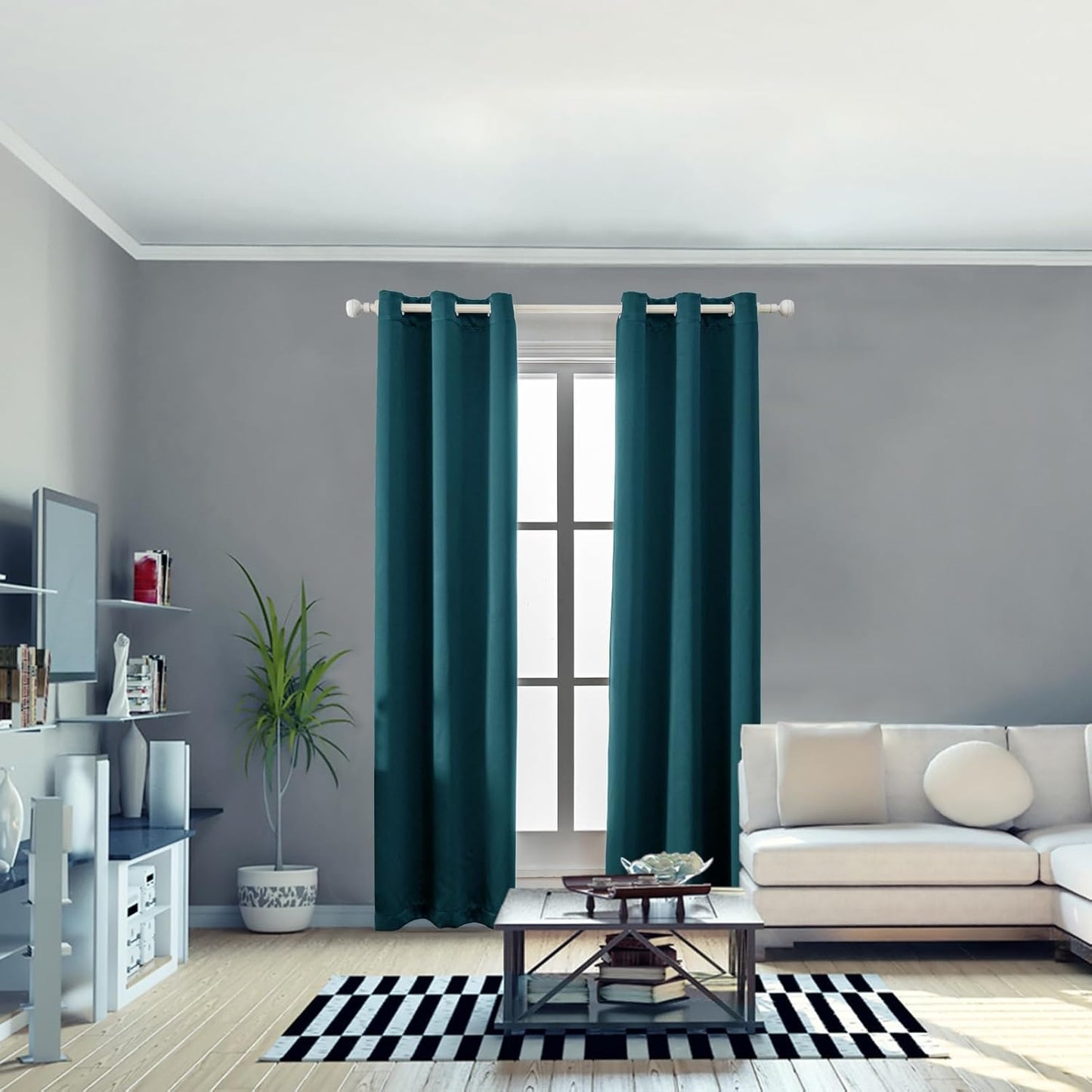 Anytime 100% Blackout Curtain Set, Thermal Insulated & Energy Efficiency Window Draperies for Guest Room, Full Shading Panels for Shift Worker and Light Sleepers（Greyish Blue, 2 Panels, 42W x 72L）