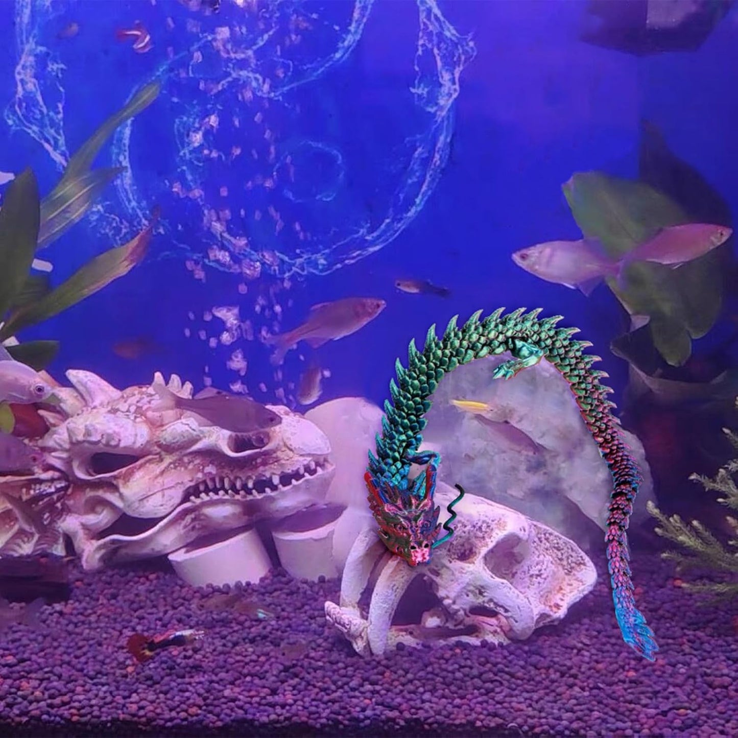 3D Printed Dragon, 17.7 Inch Articulated Dragon, Crystal Dragon, Dragon Fidget Toy, Home Office Decor Executive Desk Toys (BUGN)