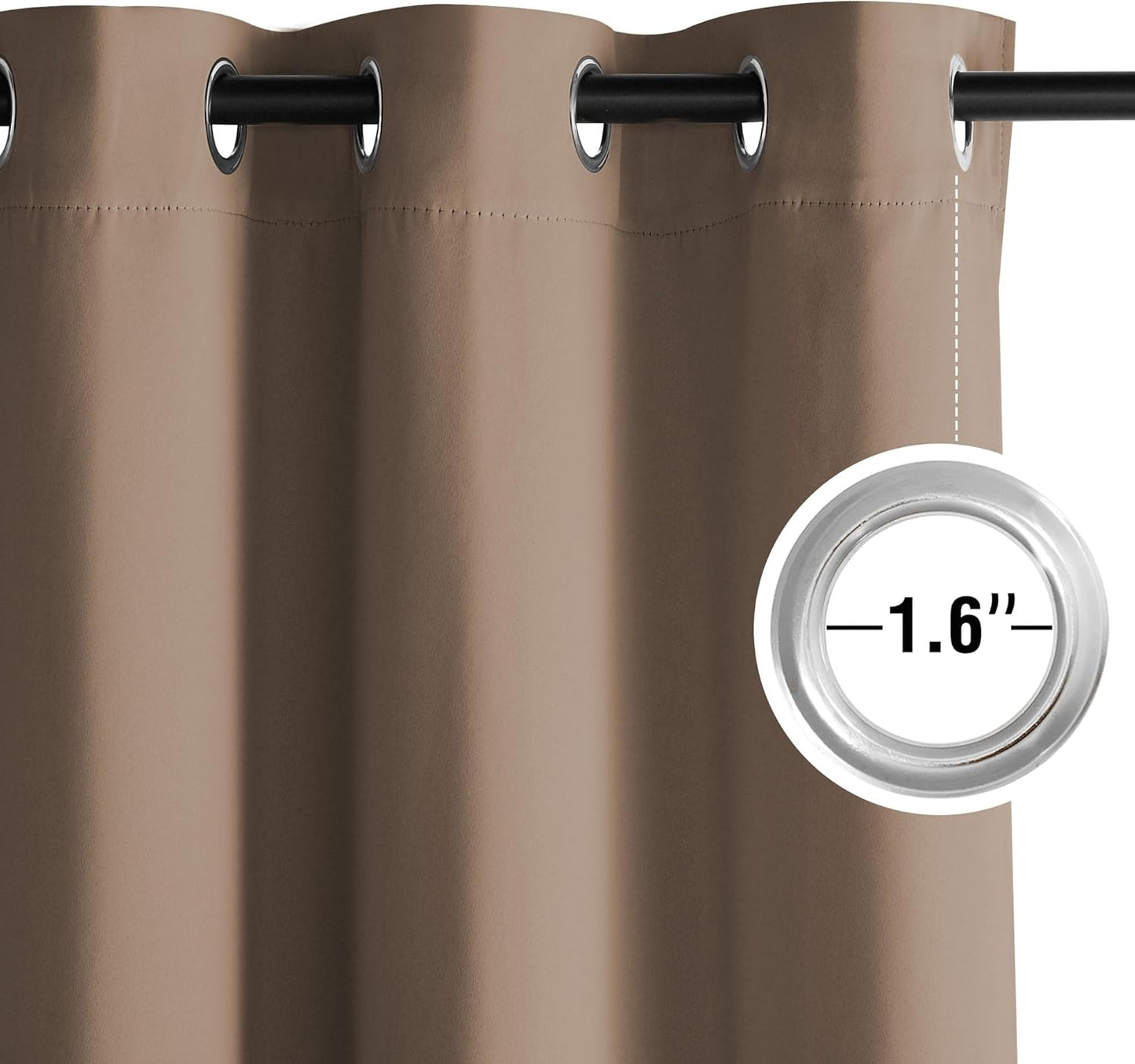 NICETOWN Cappuccino Blackout Drapes - Grommet Thermal Insulated Window Treatments for Bedroom, Yard, Office, Flat, Hall - UV Resistant, 2 Panels, W52 x L63
