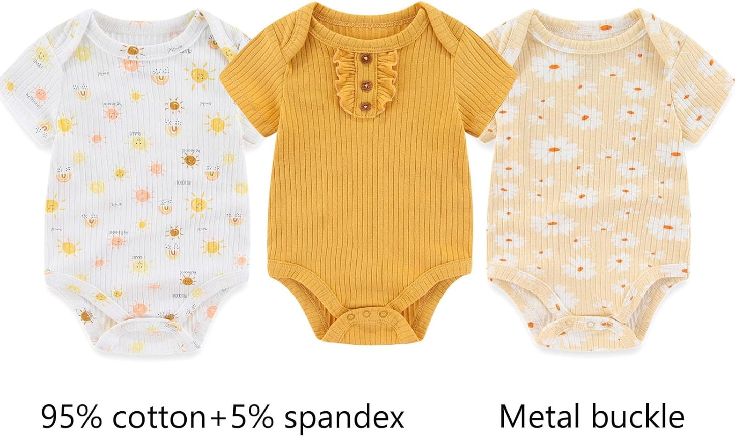 Baby Bodysuit and Pant Sets Ribbed Romper Soft Newborn Boy Girl Clothes Outfits Layette Gift Set