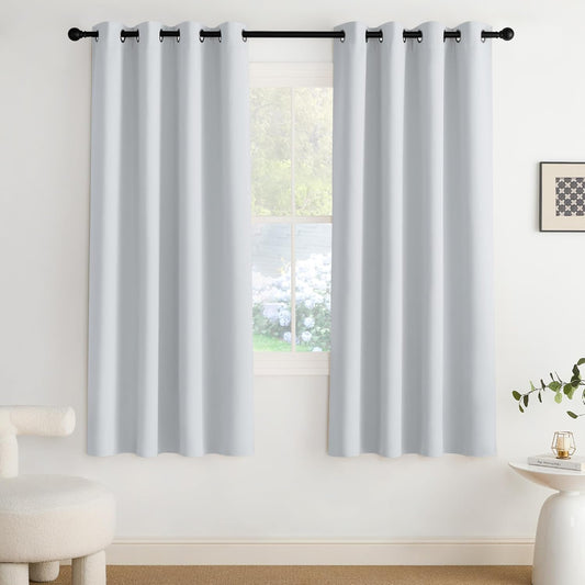NICETOWN Gryeish White Curtains for Bedroom 72 inches Long, Roon Darkening Grommet Curtains for Living Room, Noise Reducing Privacy Window Treatment Drapes for Nursery, Laundry Patio, 2 Panels, W52