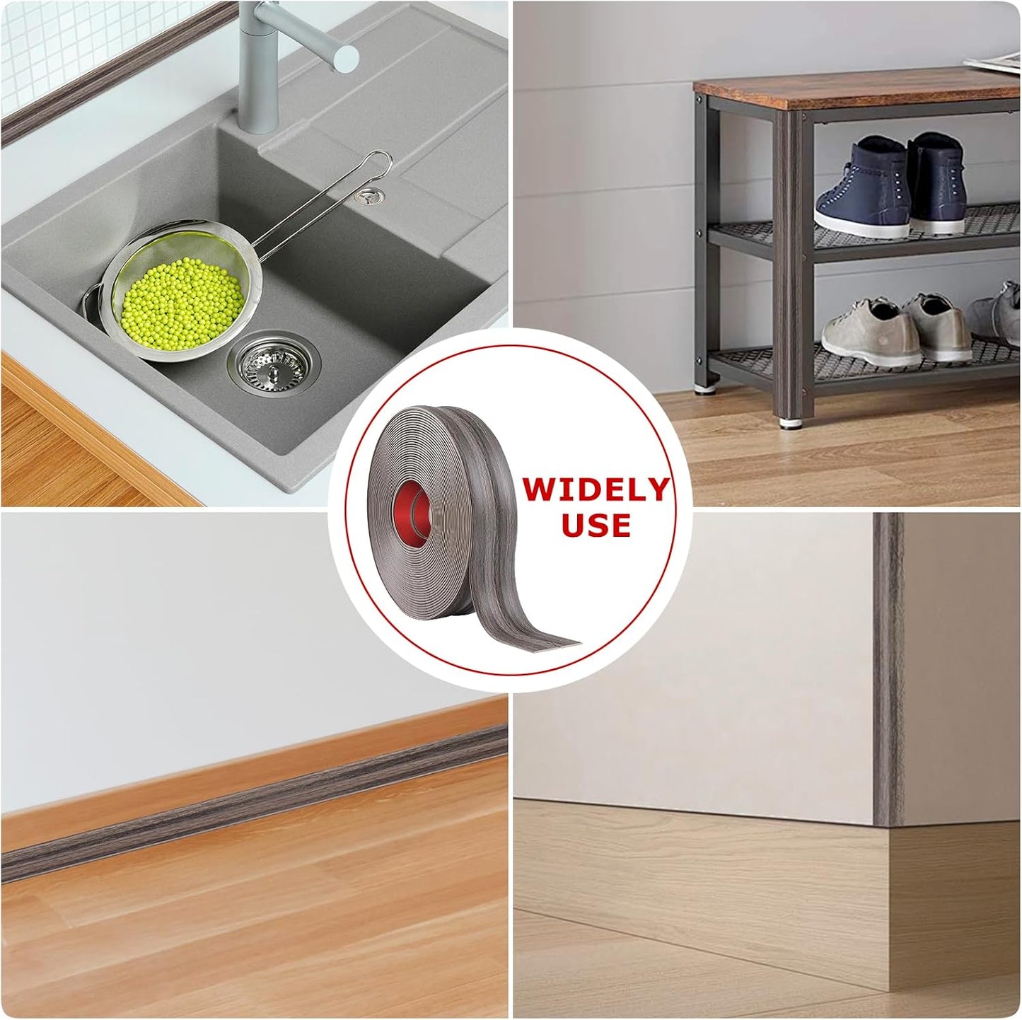 Flexible Wall Corner Protector Moulding Trim Peel and Stick Wall Corner Guards Edge Protector Self Adhesive Molding Trim Strip for Edge Ceiling (Brown Walnut Wood Grain, 0.8 in x 10 Ft)