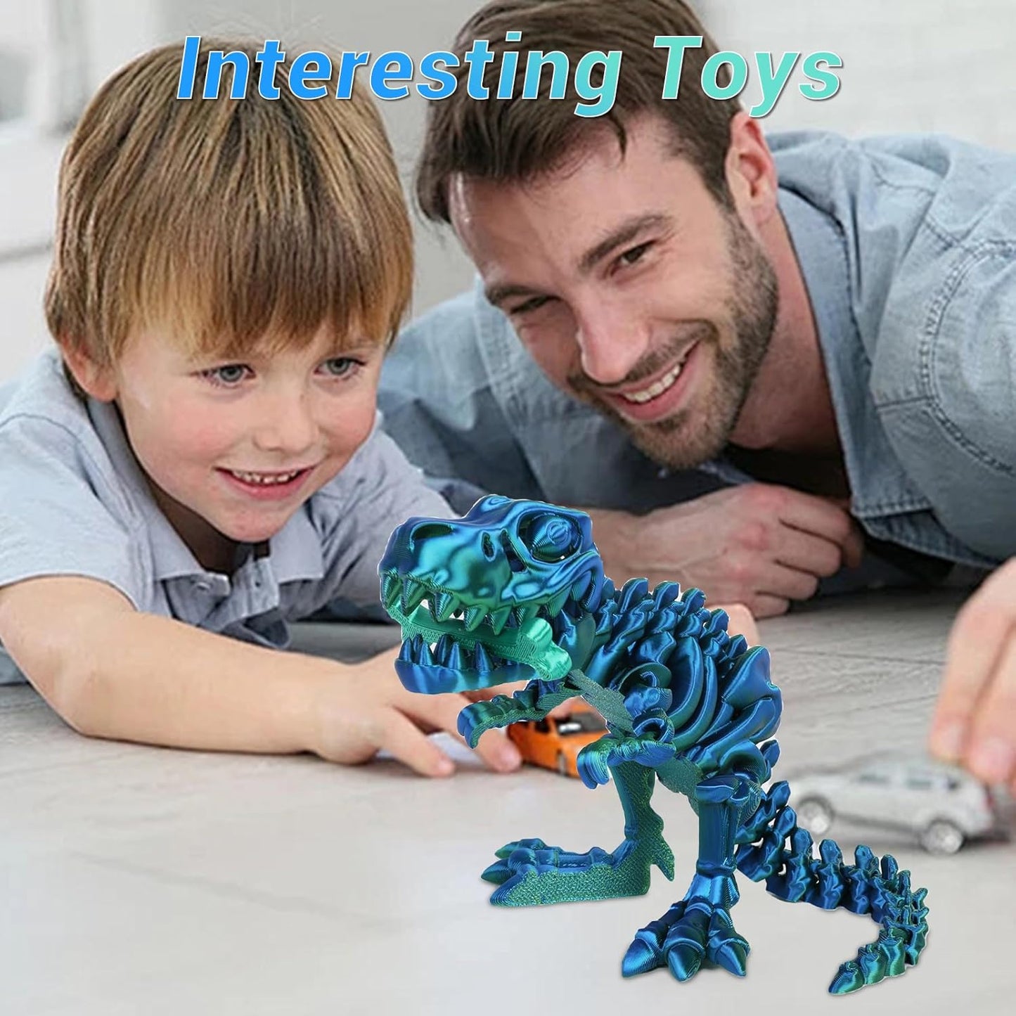 3D Printed Dinosaur Bones Tyrannosaurus Rex Skeleton with Movable Joints, 3D Model Skull T-Rex, Flexible Articulated Dinosaur Fidget Toys Adults for Autism/ADHD