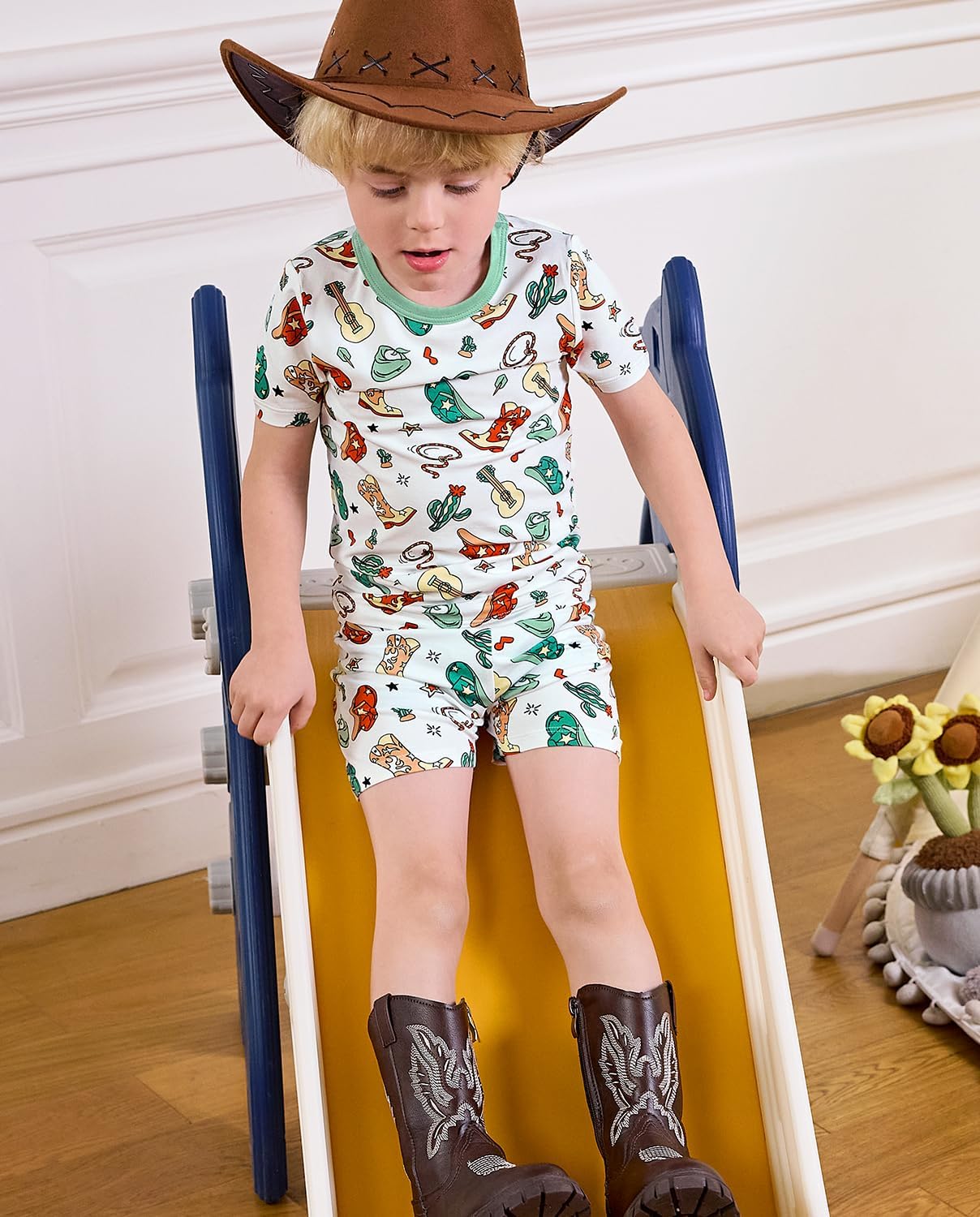 Bamboo Viscose Toddler Animal Pajamas Boys Girls Kids Cool Short Summer 12M-8Y Snug fit Pjs Set 2pcs