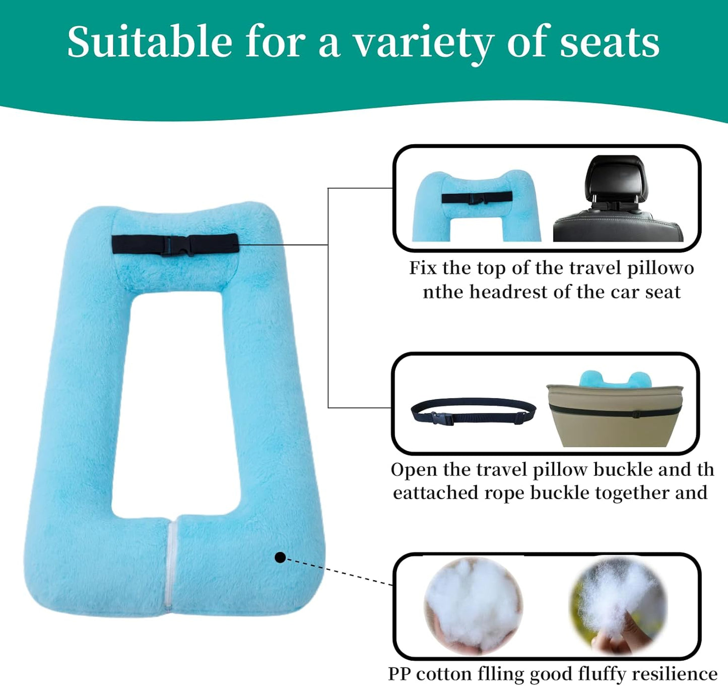 Travel Pillow Upgraded Version of Aircraft Travel Neck Pillow with Storage Bag, Sleep Pillows for Travel by Train, Car, or Plane, Supporting The Head and Body, Travel Pillow for Kids Blue