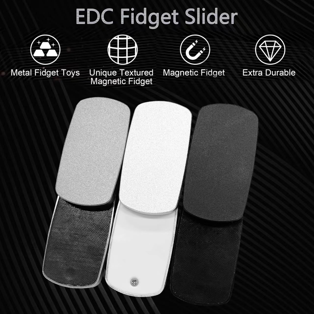 Trackless Fidget Slider, Aluminum Alloy Magnetic Metal Fidget Slider EDC Fidget Toys for Adults, Home Office Executive Desk Toys Ideal Gifts for ADD/ADHD/Autism (Grey)