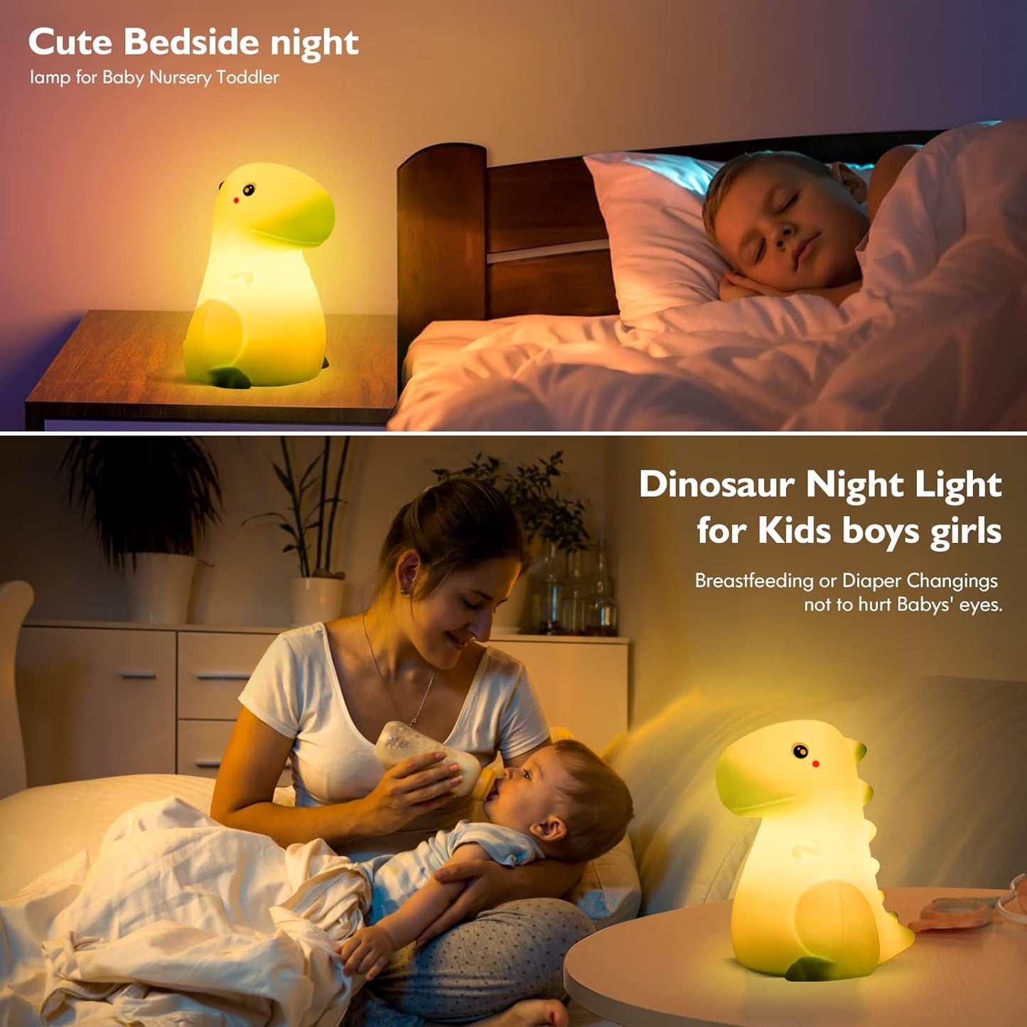 LED Dinosaur Night Light for Kids, Touch Sensor Silicone 7 Colors Room Decor for Boys Girls, Rechargeable Nursery Baby Nightlight Dinosaurs Lamp, Cute Bedside Lamp Funny Gifts