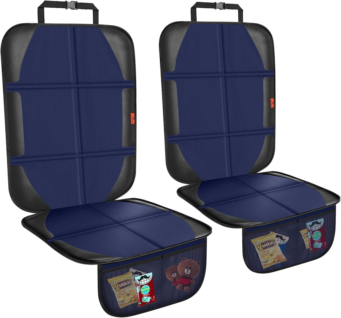 Car Seat Protector,2 Pack Automotive Seat Protectors Baby Carseat Pad Waterproof & Durable 600D Fabric for Child Baby Car Seat Mat Vehicle Pet Cover 2 Storage Pockets (Blue)