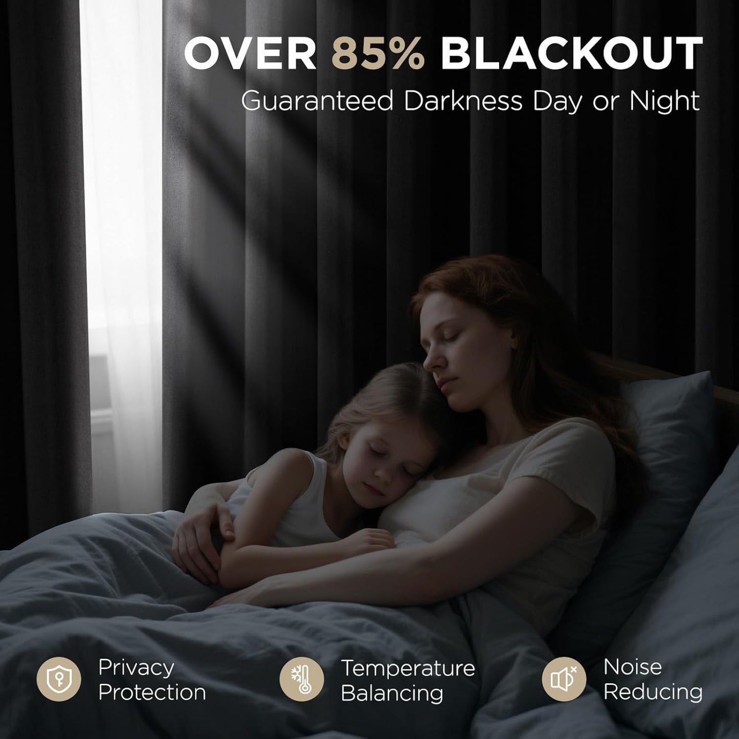 Joydeco Blackout Curtains 63 Inch Length 2 Panels Set, Thermal Insulated Long Curtains& Drapes 2 Burg, Room Darkening Grommet Drapes for Living Room Bedroom Window (W52 x L63 Inch, Black)