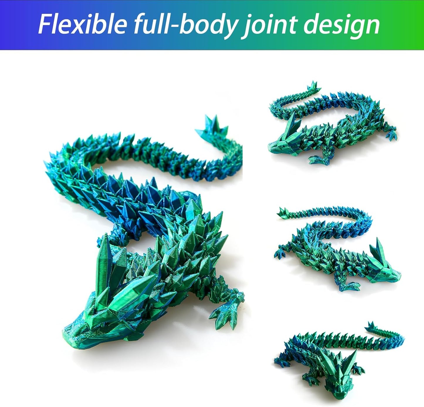 15 inches Dragon with Egg, Blue Dragon Toy,Articulated Crystal Dragon,Fidget Toy Cool