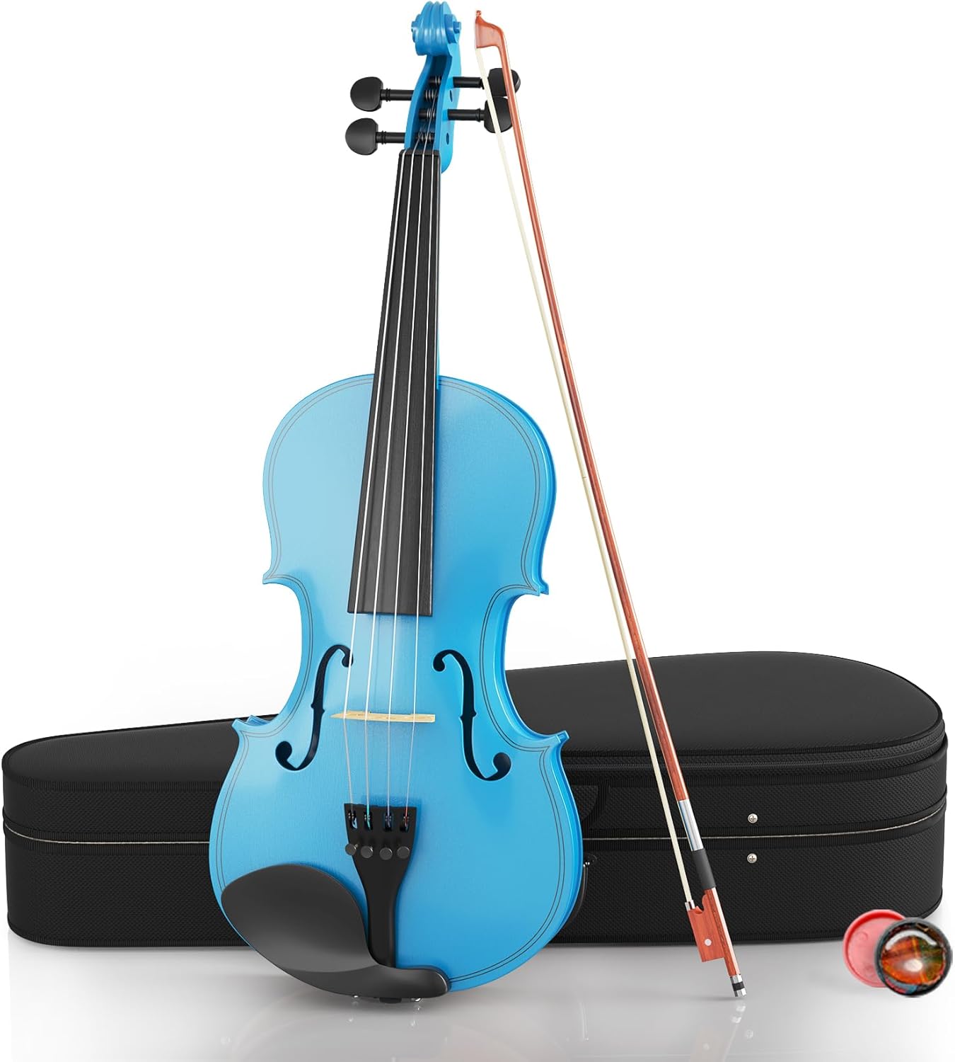 4/4 Beginner Violin Kit for Adults, Complete Full Size Violin Set with Portable Case, Bow, Rosin, Sky Blue