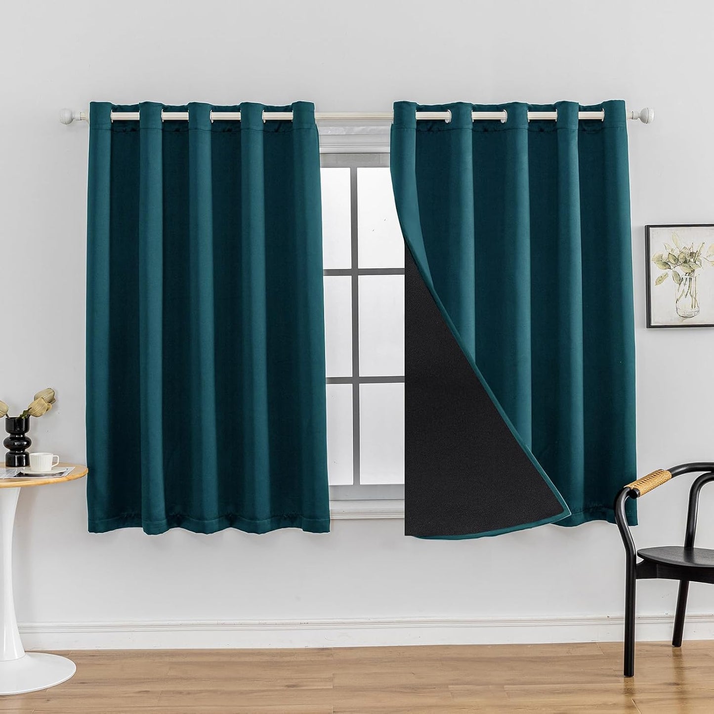 Anytime 100% Blackout Curtain Set, Thermal Insulated & Energy Efficiency Window Draperies for Guest Room, Full Shading Panels for Shift Worker and Light Sleepers（Greyish Blue, 2 Panels, 70W x 63L）