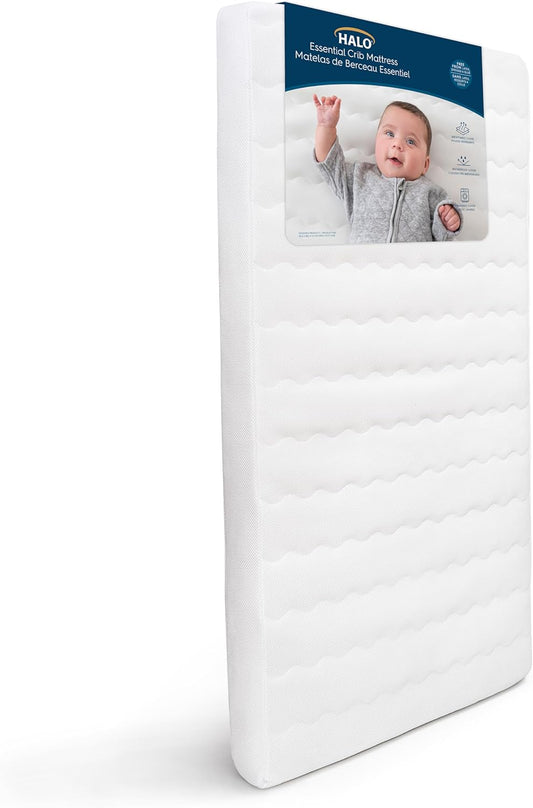 HALO Essential Crib & Toddler Mattress - Breathable, Waterproof, Machine Washable Cover, Firm Foam Core, JPMA & Oeko-Tex Certified
